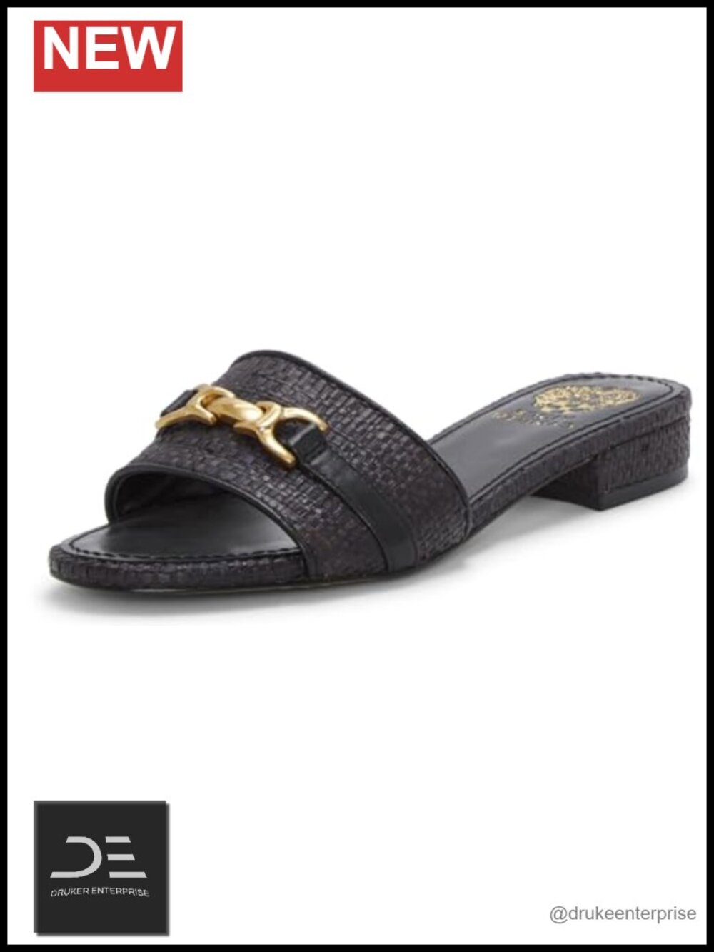 Leather Block Heel Slide Sandals Open Toe Slip On